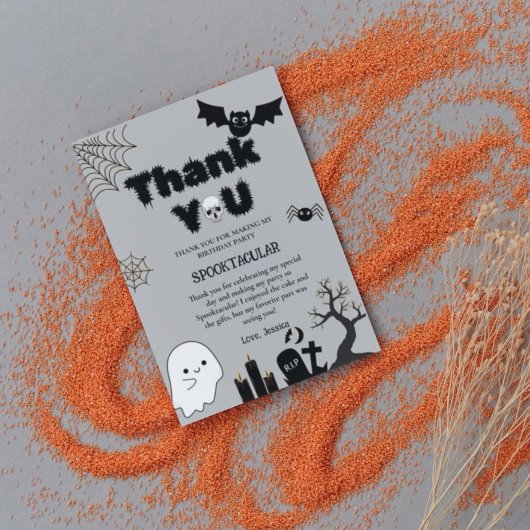 Halloween Ghost Spooky Verjaardagsfeestje Bedankkaart