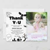 Halloween Ghost Spooky Verjaardagsfeestje Dank u Kaart (Voorkant)