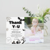 Halloween Ghost Spooky Verjaardagsfeestje Dank u Kaart (Staand voorkant)