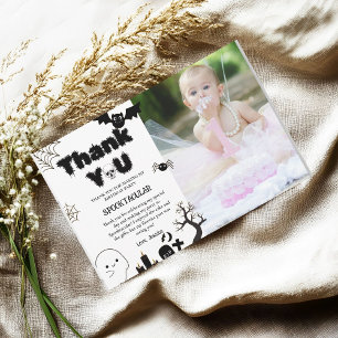 Halloween Ghost Spooky Verjaardagsfeestje Dank u Kaart