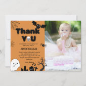 Halloween Ghost Spooky Verjaardagsfeestje Dank u Kaart (Voorkant)