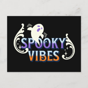 Halloween Ghost Spooky Vibes Typography Lettering Briefkaart