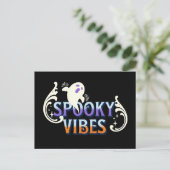 Halloween Ghost Spooky Vibes Typography Lettering Briefkaart (Staand voorkant)