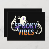 Halloween Ghost Spooky Vibes Typography Lettering Briefkaart (Voorkant / Achterkant)