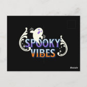 Halloween Ghost Spooky Vibes Typography Lettering Briefkaart (Achterkant)