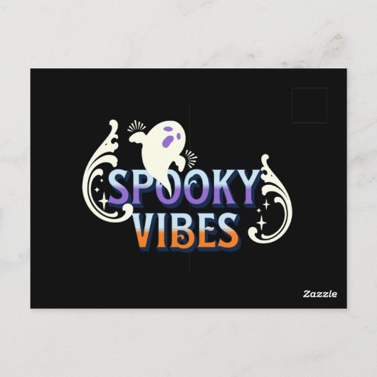 Halloween Ghost Spooky Vibes Typography Lettering Briefkaart (Achterkant)