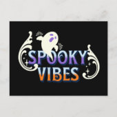Halloween Ghost Spooky Vibes Typography Lettering Briefkaart (Voorkant)
