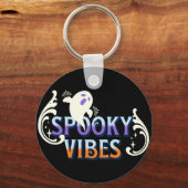 Halloween Ghost Spooky Vibes Typography Lettering Sleutelhanger (Voorkant)