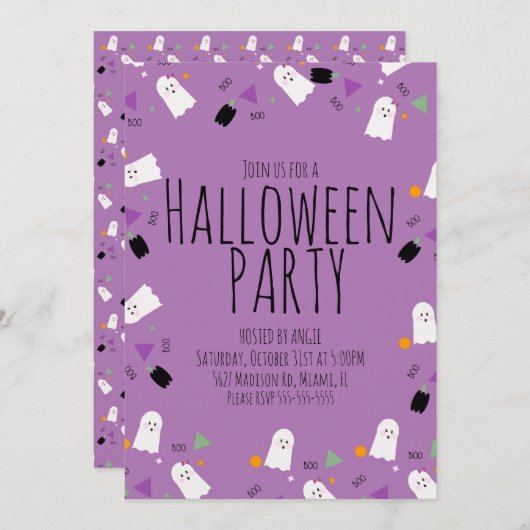 Halloween Ghost Sprinkles Birthday Party Event Kaart (Voorkant / Achterkant)