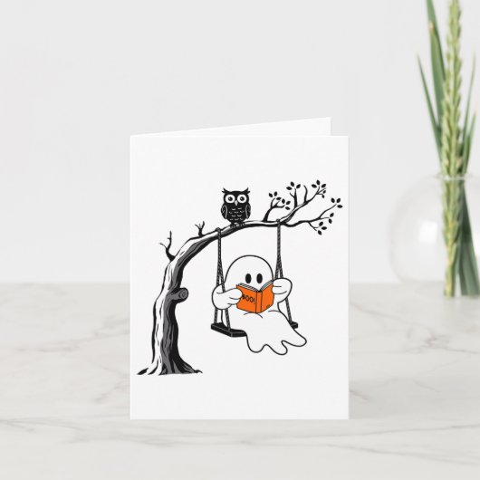 Halloween Ghost Swing Lezen Kostuum Vrouwen Kaart (Voorkant)