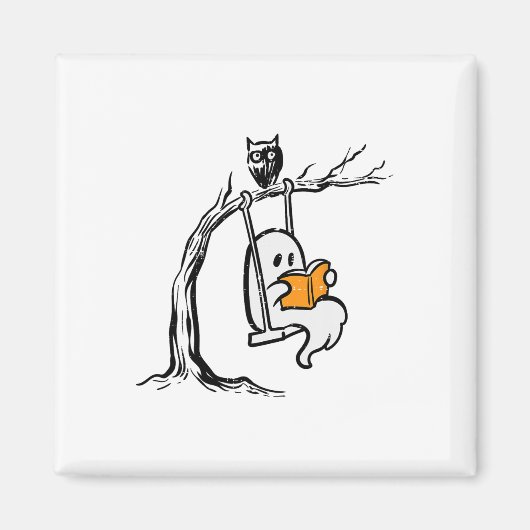Halloween Ghost Swing Lezen Kostuum Vrouwen Magneet (Voorkant)