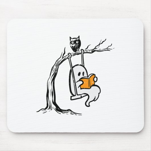 Halloween Ghost Swing Lezen Kostuum Vrouwen Muismat (Voorkant)