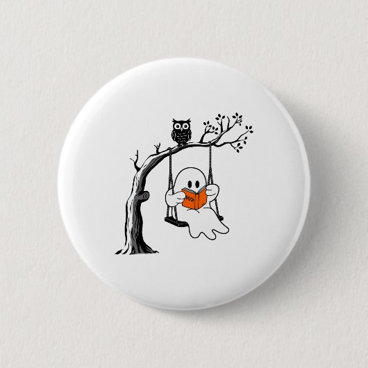 Halloween Ghost Swing Lezen  Kostuum Vrouwen Ronde Button 5,7 Cm (Voorkant)