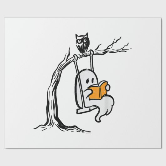 Halloween Ghost Swing Reading Cadeaupapier (Vlak)