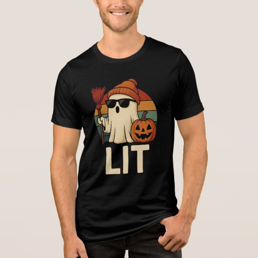 Halloween Ghost T-shirt aangestoken (Voorkant)