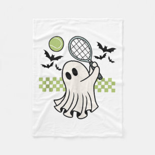 Halloween Ghost Tennis Player Retro Spooky Seizoen Fleece Deken