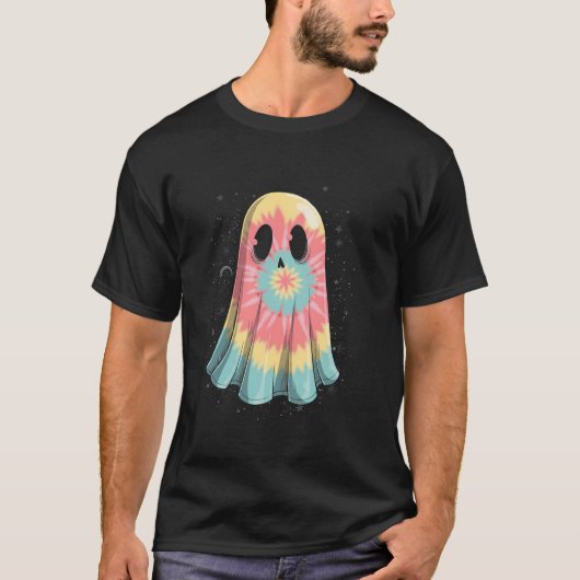 Halloween Ghost Tie Dye Retro Hippie Kostuum T-shirt (Voorkant)