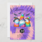 Halloween Ghost Trio Party Tie Dye Hand getrokken Kaart (Voorkant)