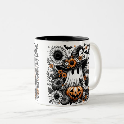 Halloween Ghost Tweekleurige Koffiemok (Voorkant rechts)