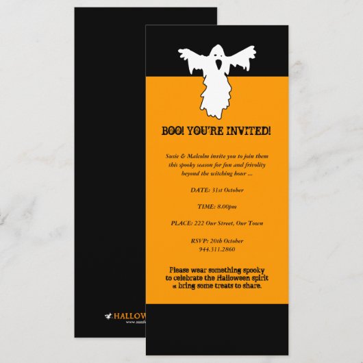 Halloween Ghost-uitnodiging Kaart (Voorkant / Achterkant)