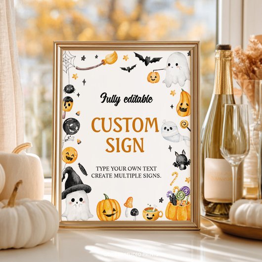 Halloween Ghost Verjaardag Party Tafel Teken Poster