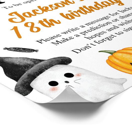 Halloween Ghost Verjaardag Party Time Capsule Sign Poster (Hoek)
