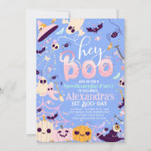 Halloween Ghost Verjaardag Uitnodiging Feest Hey B (Voorkant)