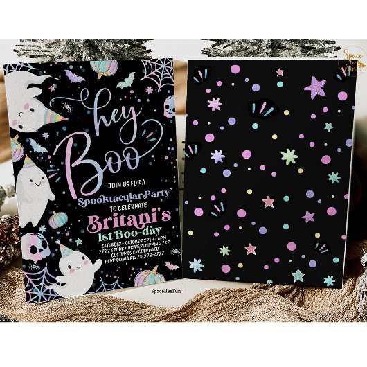 Halloween Ghost Verjaardag Uitnodiging Feest Hey B
