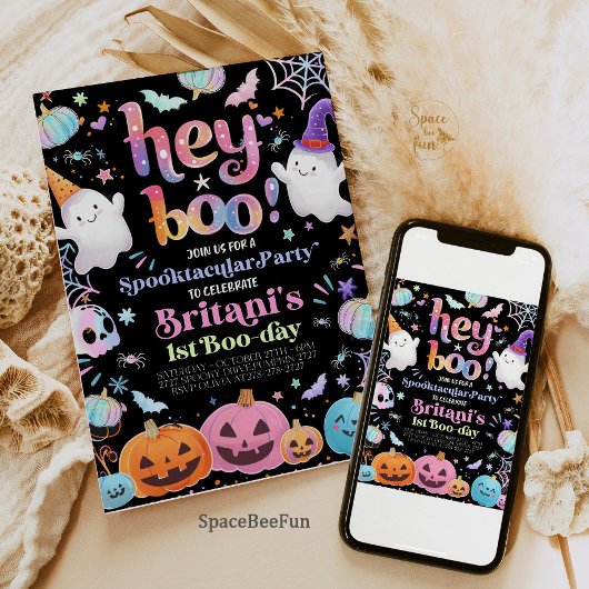 Halloween Ghost Verjaardag Uitnodiging Feest Hey B