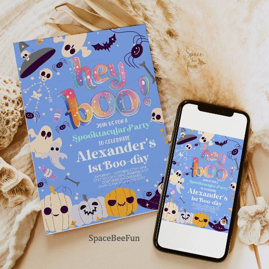 Halloween Ghost Verjaardag Uitnodiging Feest Hey B