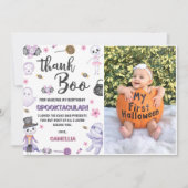 Halloween Ghost Verjaardagsfeest Foto Bedankkaart (Voorkant)