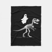 Halloween Ghost Walking Dinosaur Skeleton T Rex Fu Fleece Deken (Voorkant)