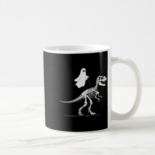 Halloween Ghost Walking Dinosaur Skeleton T Rex Fu Koffiemok (Rechts)