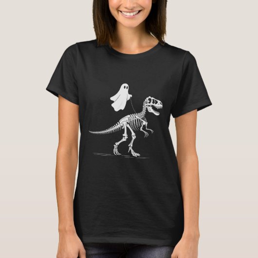 Halloween Ghost Walking Dinosaur Skeleton T Rex Fu T-shirt (Voorkant)