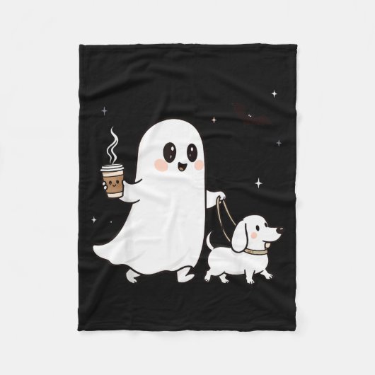 Halloween Ghost Walking Dog Soky Season Halloween  Fleece Deken (Voorkant)