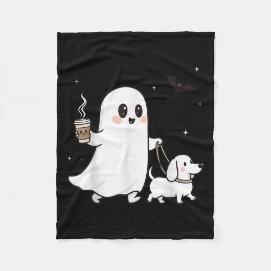 Halloween Ghost Walking Dog Soky Season Halloween  Fleece Deken (Voorkant)