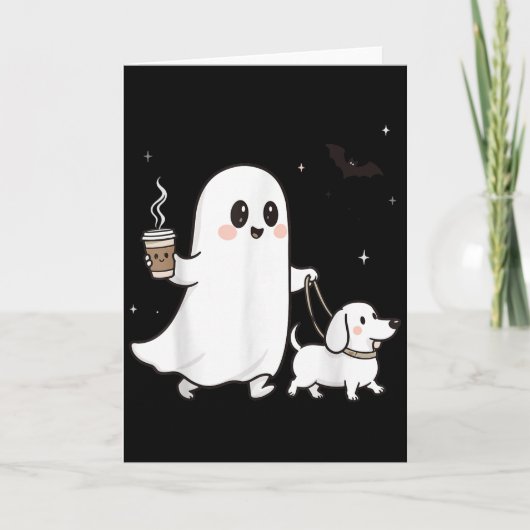 Halloween Ghost Walking Dog Soky Season Halloween  Kaart (Voorkant)
