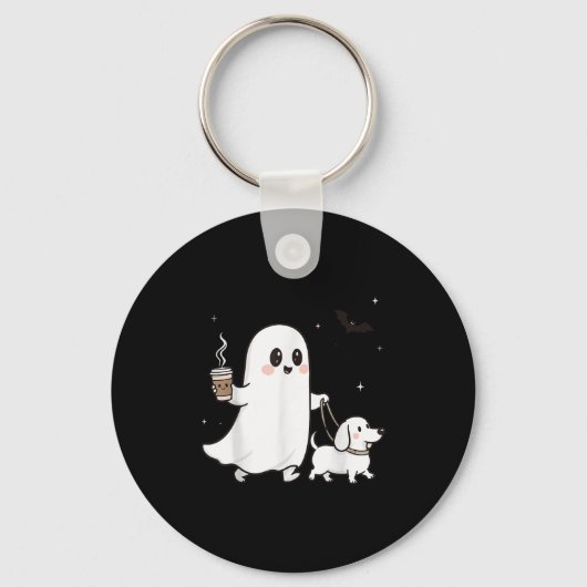 Halloween Ghost Walking Dog Soky Season Halloween  Sleutelhanger (Voorkant)