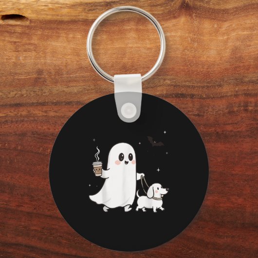 Halloween Ghost Walking Dog Soky Season Halloween Sleutelhanger (Voorkant)