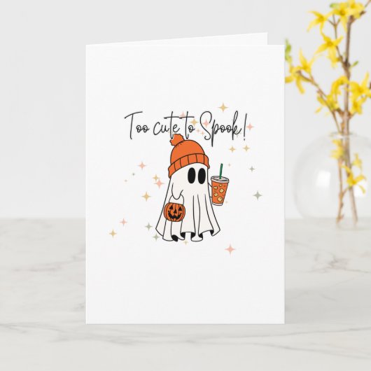 Halloween Ghost Wenskaart, te Schattige om spook Kaart (Gele Bloem)