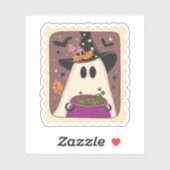  Halloween Ghost Witch & Cauldron Stamp Sticker (Vel)