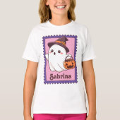 Halloween Ghost Witch Custom Name Stamp T-shirt (Voorkant)