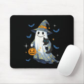 Halloween Ghost Witch Holding Black Cat Funny Hall Muismat (Met muis)