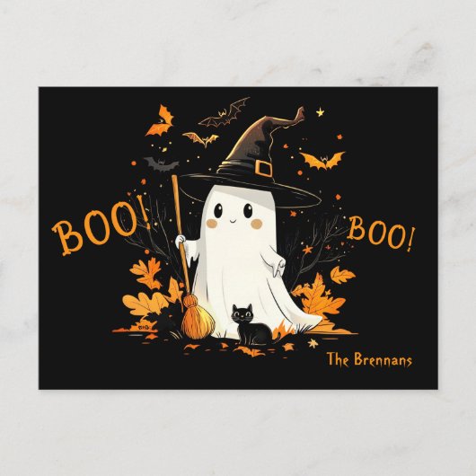 Halloween Ghost Witch oktober Groet Feestdagenkaart (Voorkant)