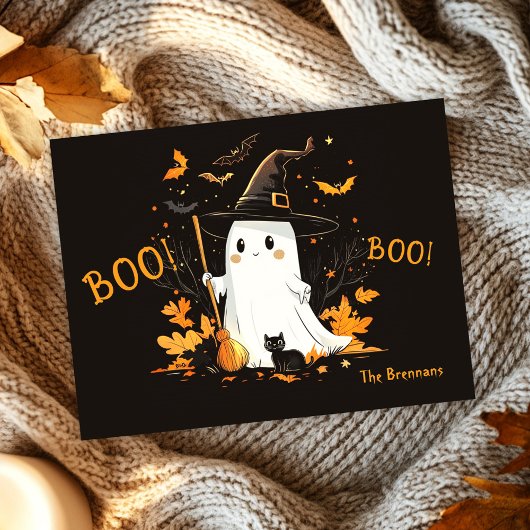 Halloween Ghost Witch oktober Groet Feestdagenkaart