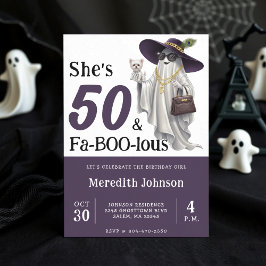 Halloween Ghost Women's Fabulous 50th Birthday Kaart