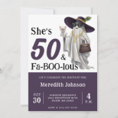 Halloween Ghost Women's Fabulous 50th Birthday Kaart (Voorkant)