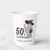 Halloween Ghost Women's Fabulous 50th Birthday Papieren Bekers (Voorkant)