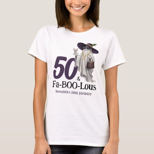 Halloween Ghost Women's Fabulous 50th Birthday T-shirt (Voorkant)