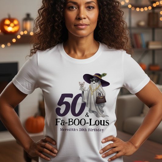 Halloween Ghost Women's Fabulous 50th Birthday T-shirt